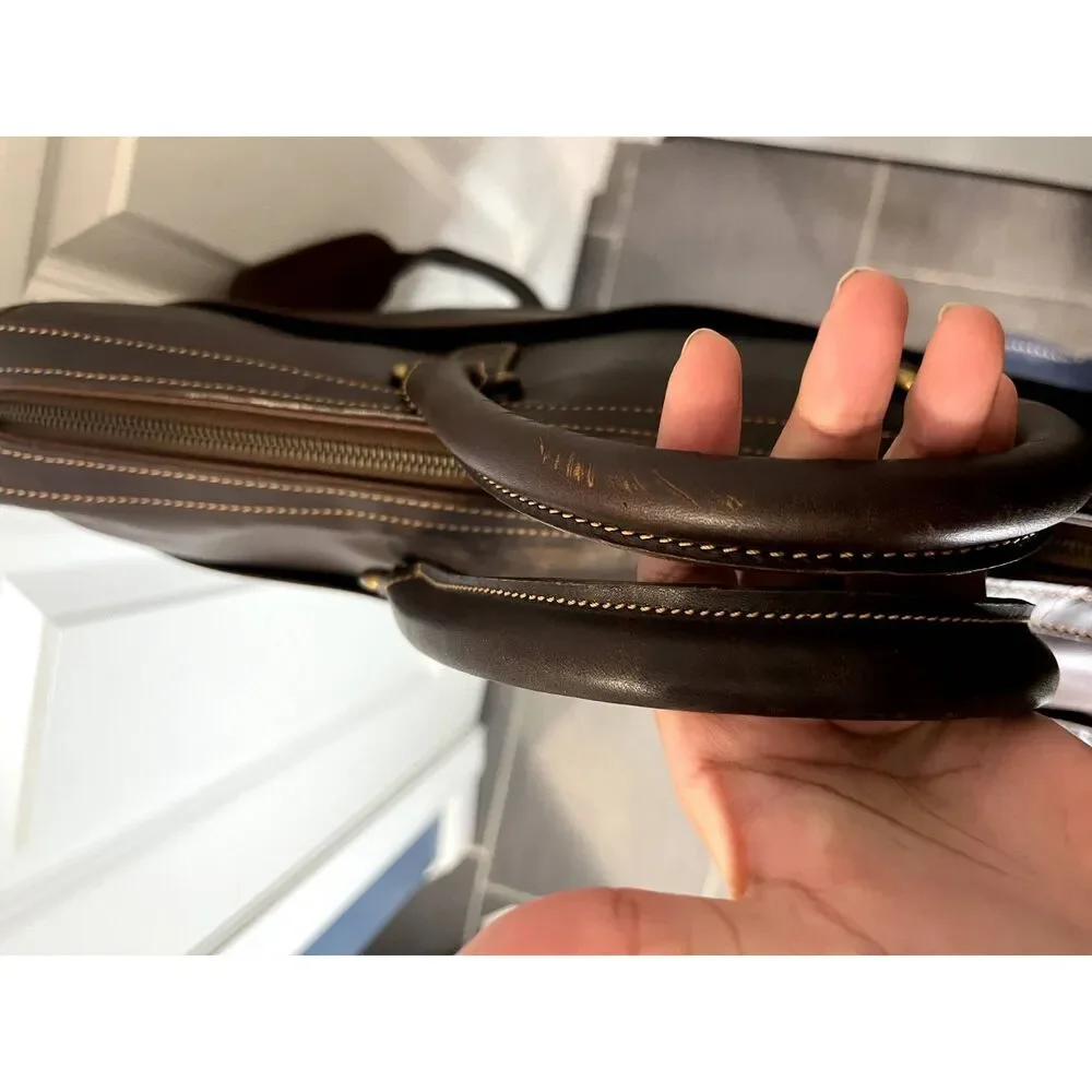 Tusting Levenger Marston Leather Ziptop Briefcase Messenger Bag